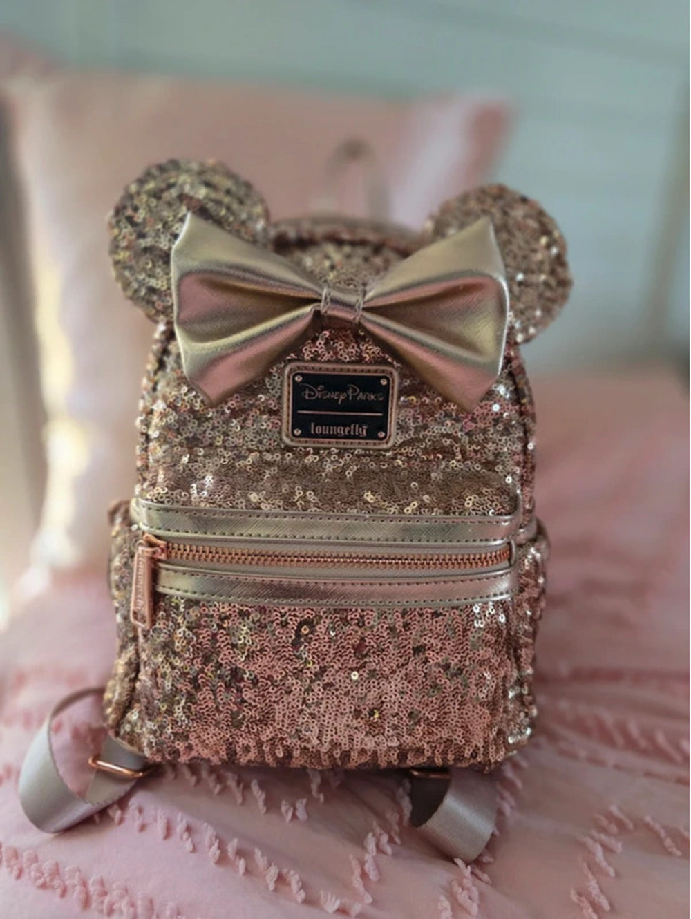 Disney Parks Rose Gold Loungefly Mini Backpack